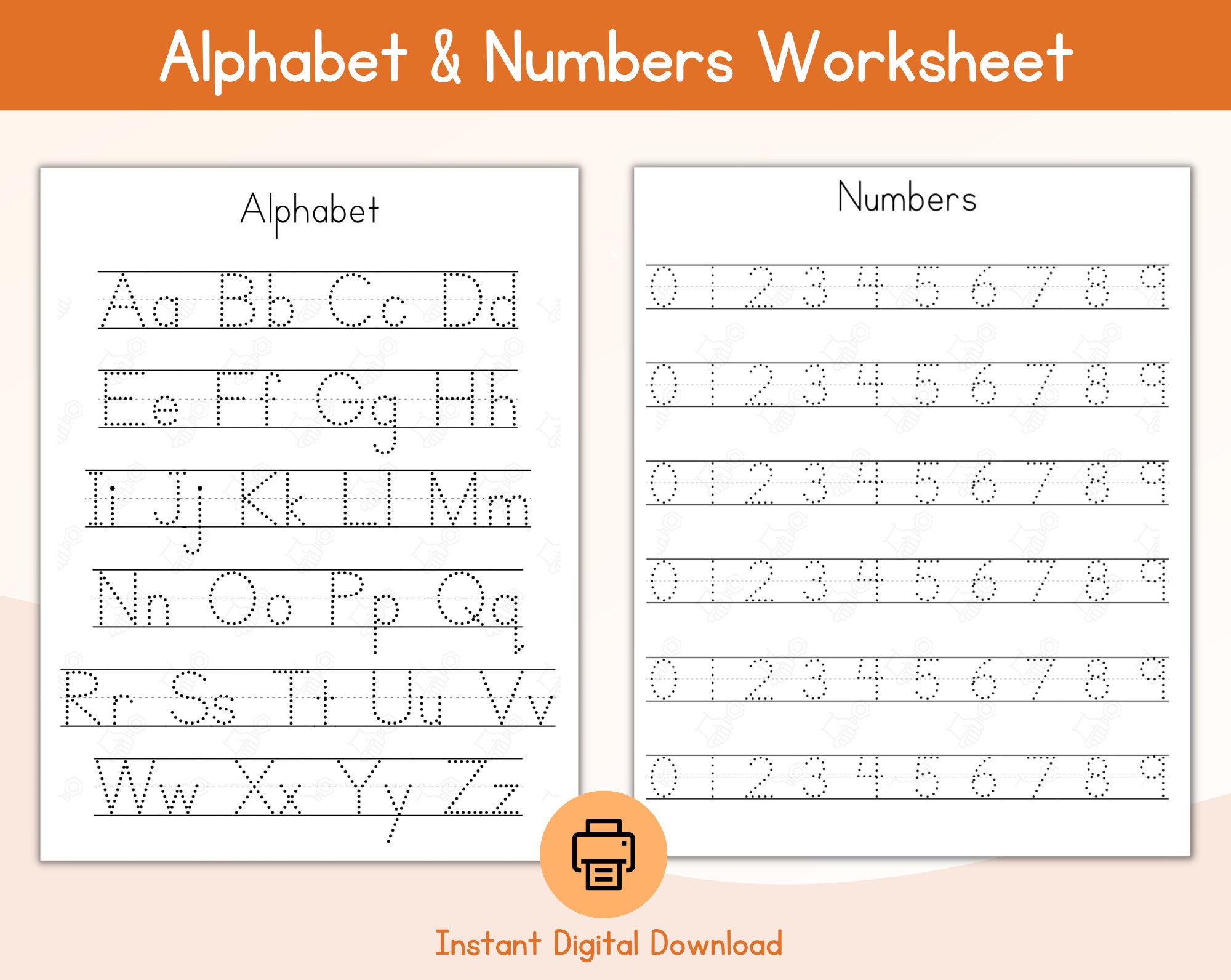 Alphabet & Number Tracing Sheet / ABC Tracing / Handwriting Etsy
