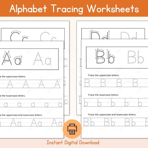 Alphabet Tracing Worksheets AZ / ABC Tracing Workbook Etsy