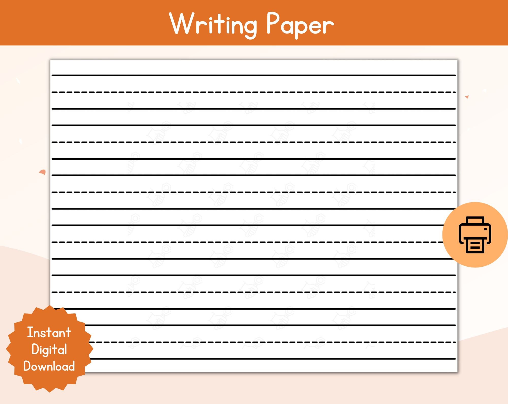 Handwriting Practice Paper / Practice Writing Paper / Printable Lined Paper / Writing Paper