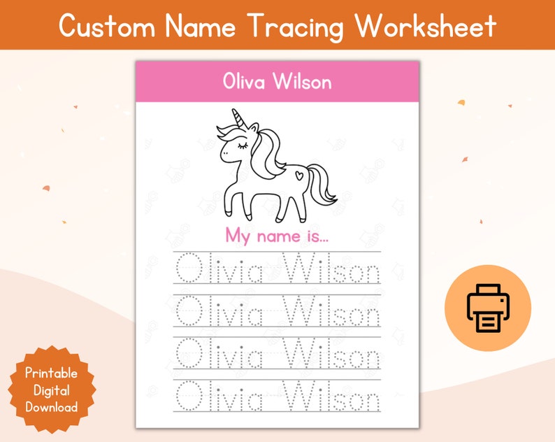 Name Tracing Custom Worksheet / Personalized First Name Tracing Name