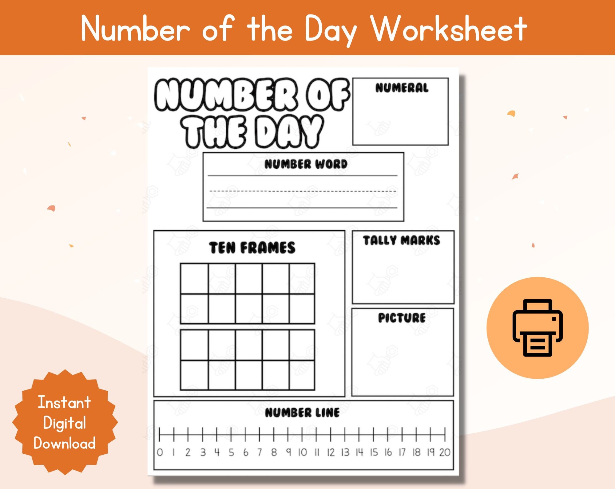 Number of the Day Worksheet / Ten Frame Worksheet / Number of the Day Counting Worksheet / Numbers Tracing Printable - Etsy number-of-the-day-worksheet-ten-frame-worksheet-number-of-the-day-counting-worksheet-numbers-tracing-printable-etsy