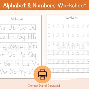 Alphabet & Number Tracing Sheet / ABC Tracing /  Handwriting Practice / Number Tracing / Tracing Printable