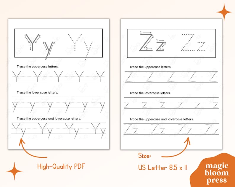 Alphabet Tracing Worksheets AZ / ABC Tracing Workbook Etsy