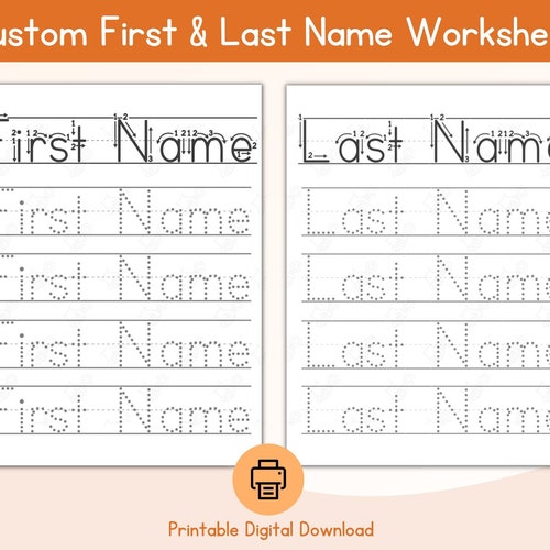 Name tracing custom worksheet personalized first name etsy