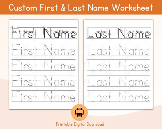 Name Tracing Custom Worksheet / First & Last Name Tracing Name Worksheet / Name Tracing Printable / ABC Tracing / Handwriting Practice