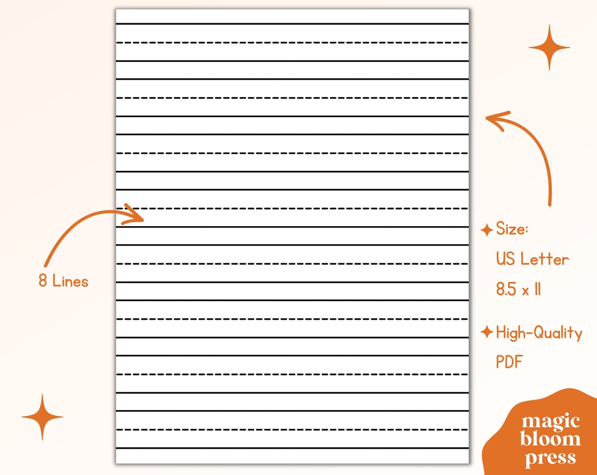 Handwriting Practice Paper / Practice Writing Paper / Printable Lined ...