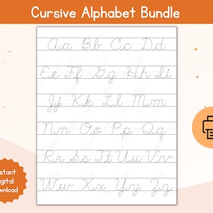 Cursive Alphabet Tracing Bundle / Printable Cursive Alphabet Tracing Worksheet/ Learn Cursive / Handwriting Practice / Cursive Alphabet