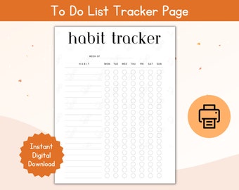 Habit Tracker / Printable Habit Tracker Sheet / Printable Digital Download for Organization/ Productivity Page Printable