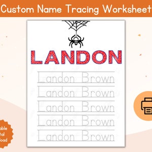 Name Tracing Custom Worksheet / Personalized First Name Tracing Name Worksheet / Spiderman Name Tracing Printable