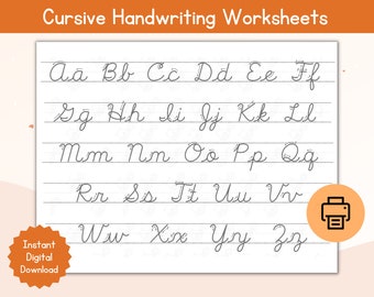 Feuille de travail de traçage de l’alphabet cursif / Feuille de travail de traçage de l’alphabet cursif imprimable / Apprendre la cursive / Pratique de l’écriture manuscrite / Alphabet cursif