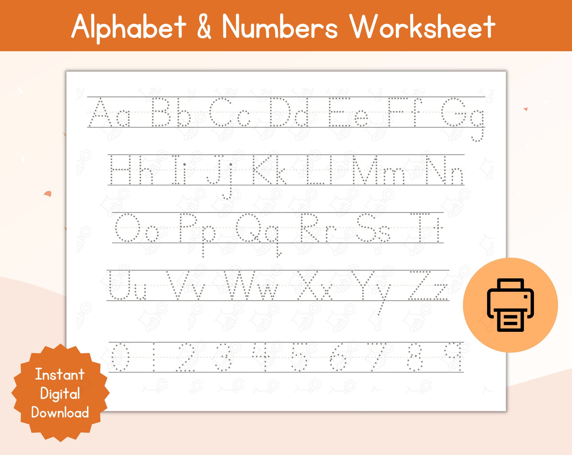 Alphabet & Number Tracing Sheet / ABC Tracing / Handwriting Practice