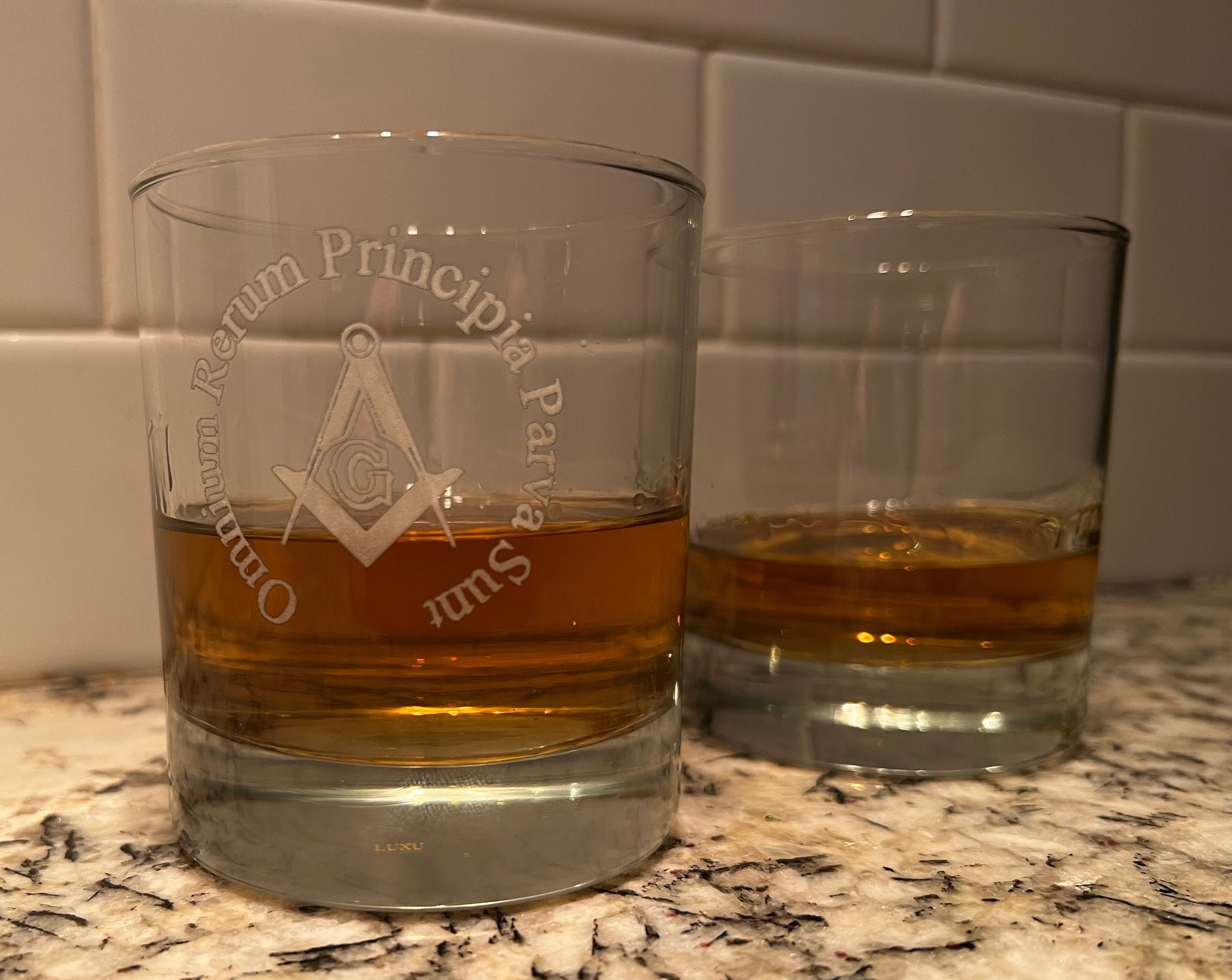LUXU Whiskey Glasses(Set of 4)-11 oz sculpted Scotch Glass,Old