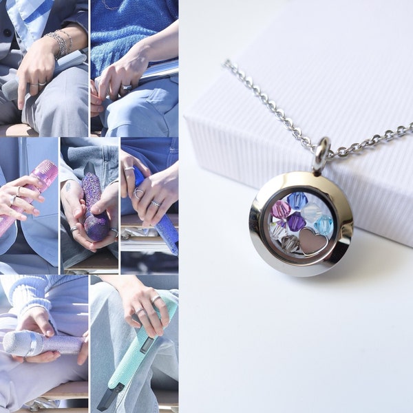 BTS mic colour necklace: locket with the 7 BTS mic colours