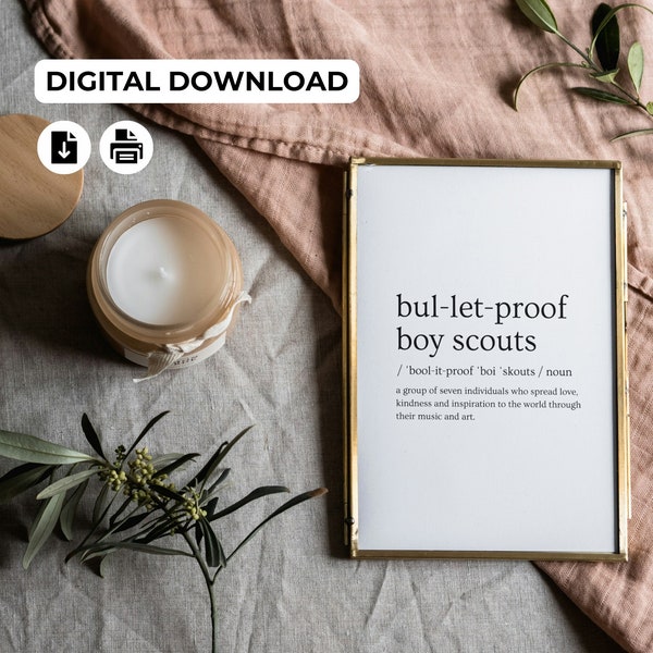 BTS inspired design Bulletproof Boy Scouts | digital download for printing | print template digital print art print