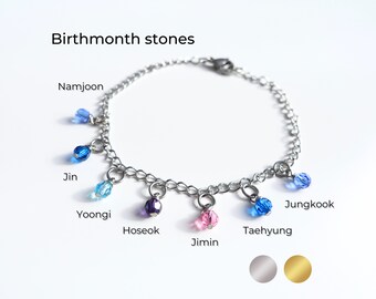 BTS Geburtsstein-Armband mit den 7 Monatssteinen der Member | Silber oder Gold