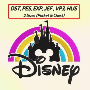 Disney Embroidery Design | Disneyland Castle Embroidery Design | Disneyland Embroidery Design | Disney Castle Rainbow Embroidery Design