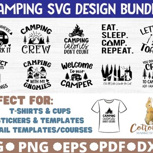 Ensemble svg de camping | Couper des fichiers| Clipart | Utilisation commerciale |PNG|pdf|DXF|eps| Citation de camping svg|Vie de camping svg| Camping-car svg | RV svg