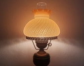 Vintage Parlor Lamp Caramel Brown Hobnail Swirl Opalescent Glass Shade Victorian