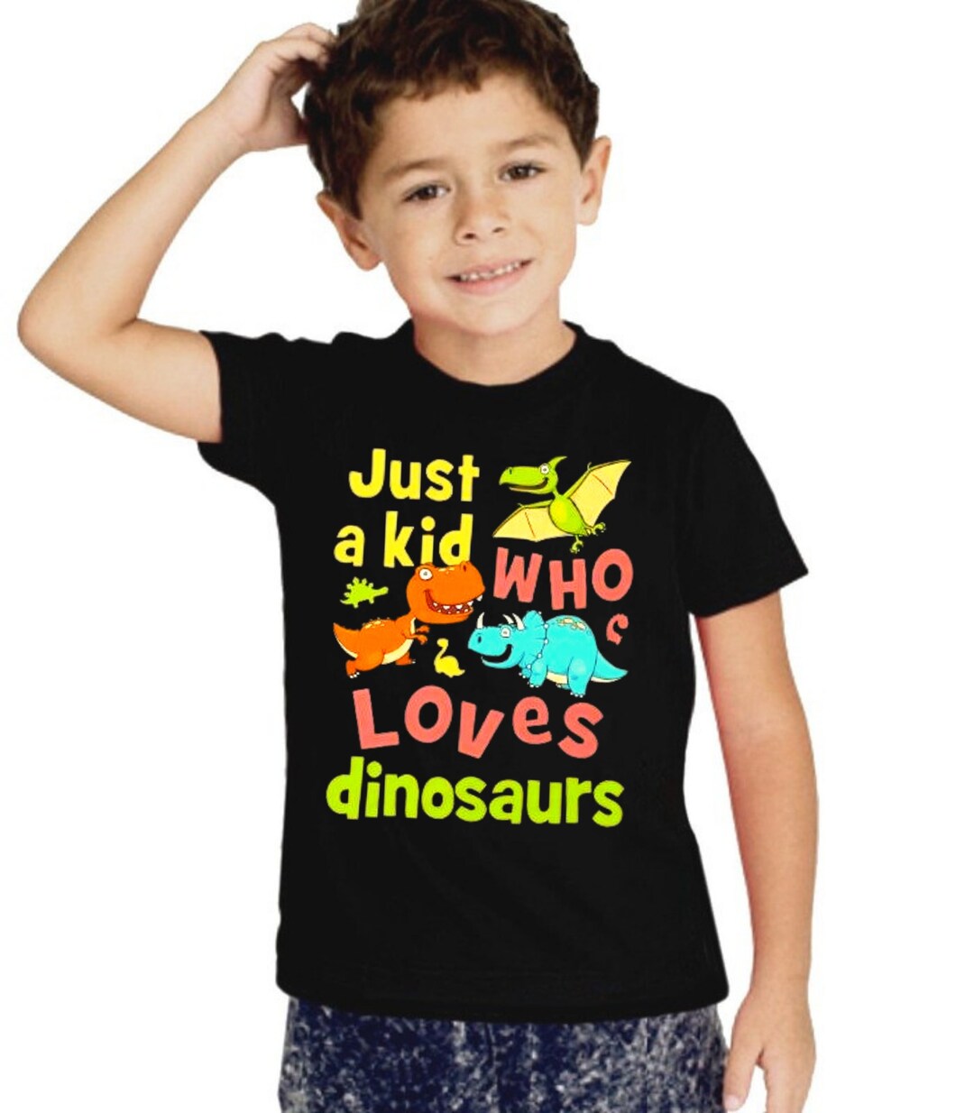 Just a Kid Who Loves Dinosaurs Sublimation Design: Roaring Fun - Etsy