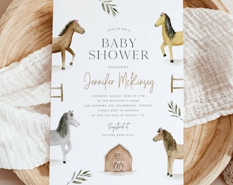 Horse Farm Baby Shower Invitation, Cowgirl Baby Shower Invitation, Cowboy Baby Shower Invitation, Barnyard Baby Shower, ELOISE