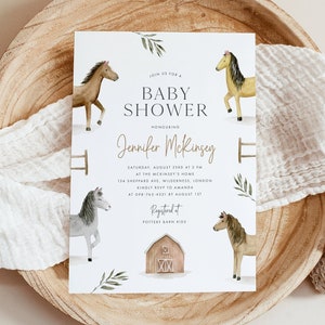Horse Farm Baby Shower Invitation, Cowgirl Baby Shower Invitation, Cowboy Baby Shower Invitation, Barnyard Baby Shower, ELOISE