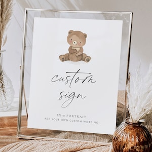 Possiamo aspettare con pazienza cartello personalizzato, possiamo aspettare con pazienza Baby Shower Sign, Teddy Bear Baby Shower Sign, Baby Shower Custom Sign Bear, REMI