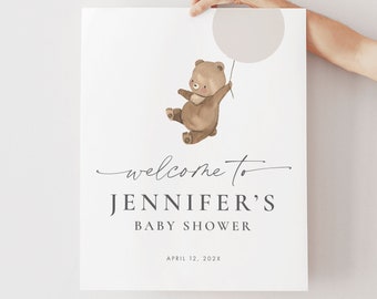Teddy Bear Baby Shower Welcome Sign, Neutral Decor (Digital Download)