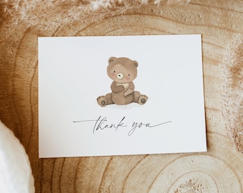 Teddybeer Bedankkaart, Teddybeer Baby shower Bedankkaart, Teddy Bedankkaarten, Teddy Verjaardag Bedankkaart, Bear Note Card, REMI