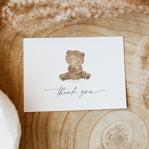 Tarjeta de agradecimiento de oso de peluche, tarjeta de agradecimiento de baby shower de oso de peluche, tarjetas de agradecimiento de peluche, tarjeta de agradecimiento de cumpleaños de peluche, tarjeta de nota de oso, REMI