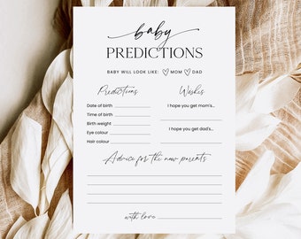 Baby Shower Prediction Cards, Advice for Parents Template (Digital Download)