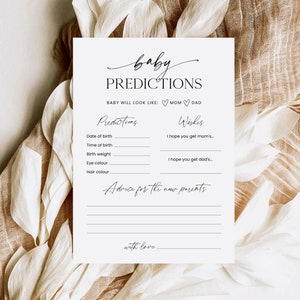 Prédictions et conseils pour bébé, jeux de baby shower, conseils aux futurs parents, modèle de voeux de bébé, modèle modifiable, MS2