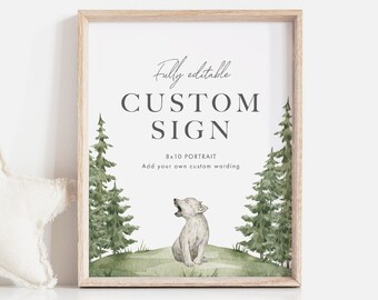 Adventure Wolf Baby Shower Sign, Forest Animal Poster (Digital Download)