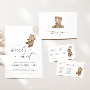 Wir können ärgerlich warten Einladungs-Bundle, wir können ärgerlich warten Baby-Dusche, Teddybär-Baby-Dusche-Einladung, wir können ärgerlich warten Invite Set, REMI