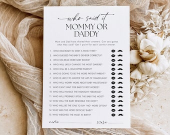 Who Said It Mommy or Daddy Baby Shower Game (Digital Download)