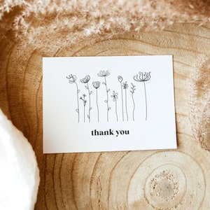 Wildflower Thank You Card, Bridal Shower Thank You Card, Wildflower Baby Shower Thank You Cards, Note Cards, Floral Wedding Thank You, ELIZA image 1