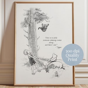Winnie the Pooh Nursery Print, Tigger Quote, A.A. Milne Art