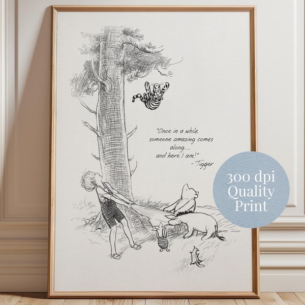 Winnie the Pooh Nursery Print, Tigger Quote, A.A. Milne Art
