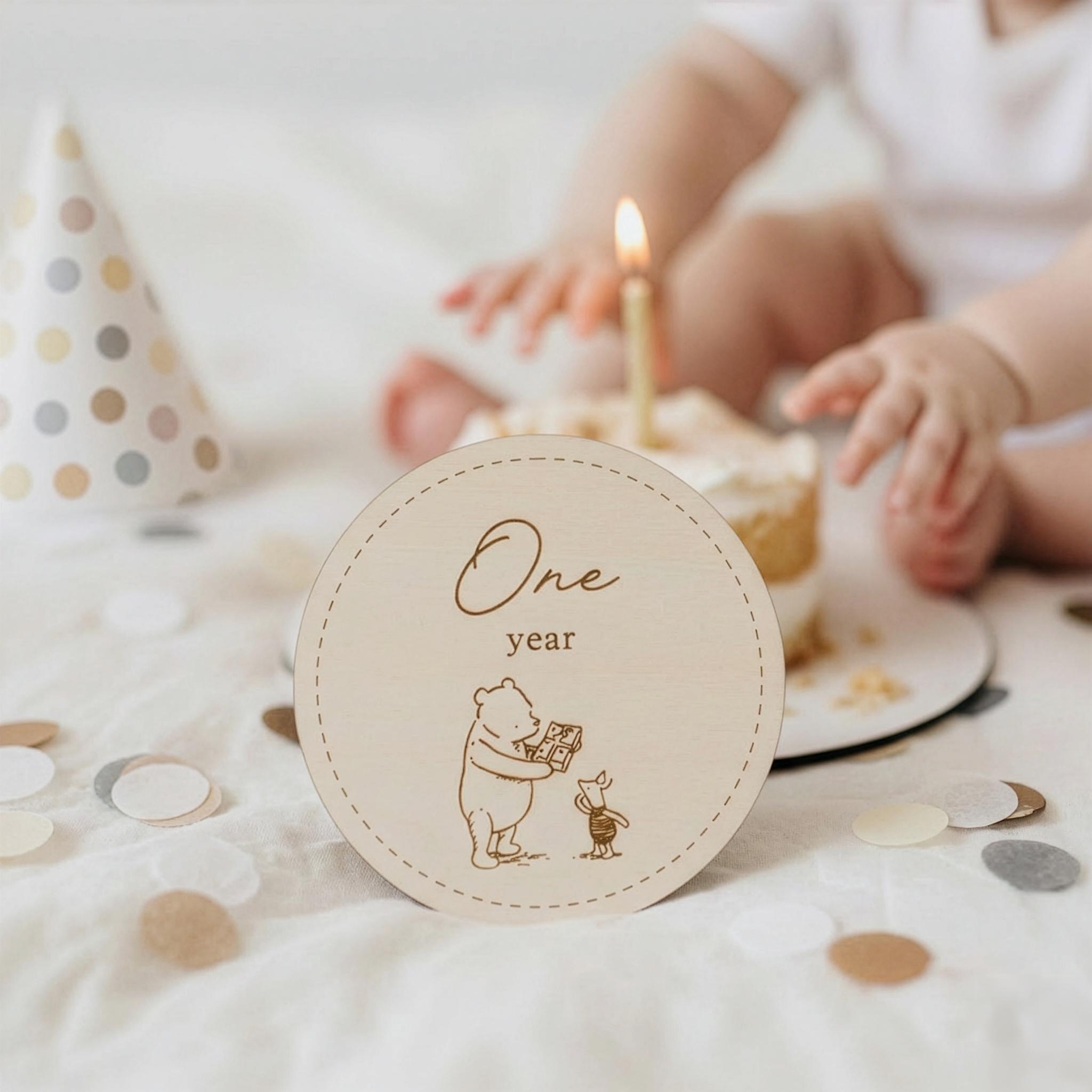 Winnie the Pooh Baby Milestone Discs - Engraved Wood - 12 Pieces - Etsy