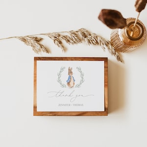 Tarjeta de agradecimiento de Peter Rabbit, tarjetas de agradecimiento de baby shower de Peter Rabbit, tarjetas de notas en tiendas de campaña, agradecimiento de cumpleaños de Peter Rabbit, baby shower de niño