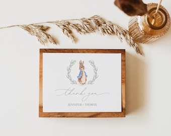Peter Rabbit Thank You Card, Baby Shower, Tented Note Cards (Digital Download)
