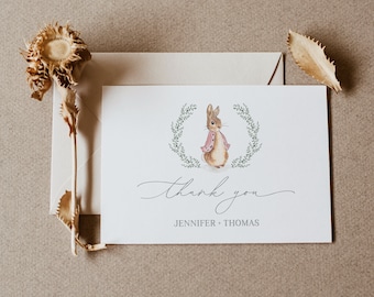 Flopsy Bunny Thank You Card, Girl Baby Shower (Digital Download)