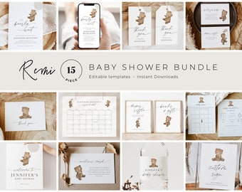 Teddy Bear Baby Shower Invitation Bundle (Digital Download)