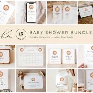 KEI Boho Lion Baby Shower Bundle, Safari Baby Shower, Printable Lion Baby Shower Templates, Lion Baby Shower, Editable Baby Shower Templates