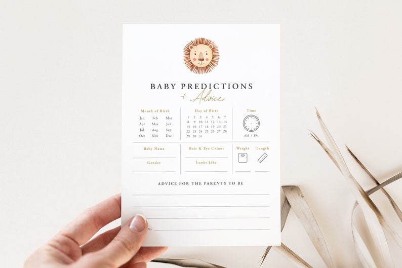 Safari Baby Predictions and Advice Cards, Safari Baby Shower Games, Advice for Parents, Wishes for Baby, A Wild One Baby Shower, KEI image 1