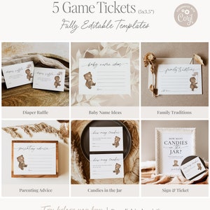 We Can Bearly Wait Baby Shower Games, Baby Shower Games Teddy Bear Theme, We Can Bearly Wait Sign, Baby Predictions and Advice Card, REMI-BS Bild 5