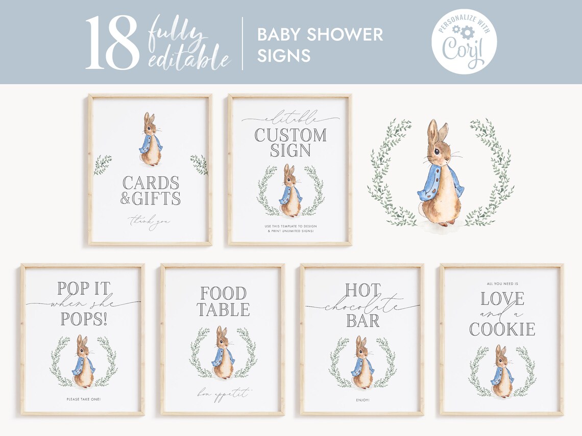 Peter Rabbit Restroom Sign Peter Rabbit Baby Shower Signs, Watercolor Prints (digital Download) - Etsy