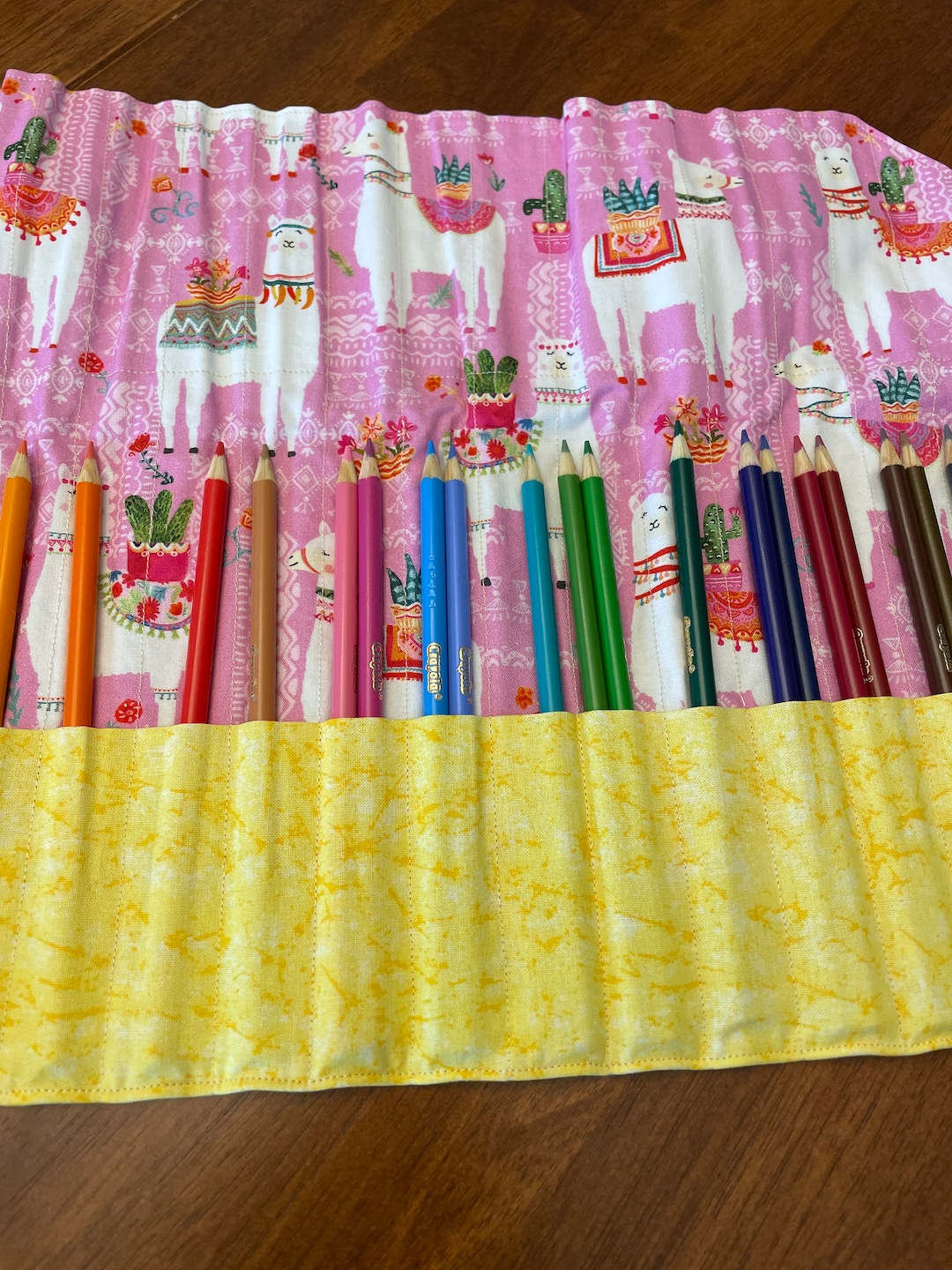 Handmade Fabric Colored Pencil Roll Organizer Holder Cotton Etsy