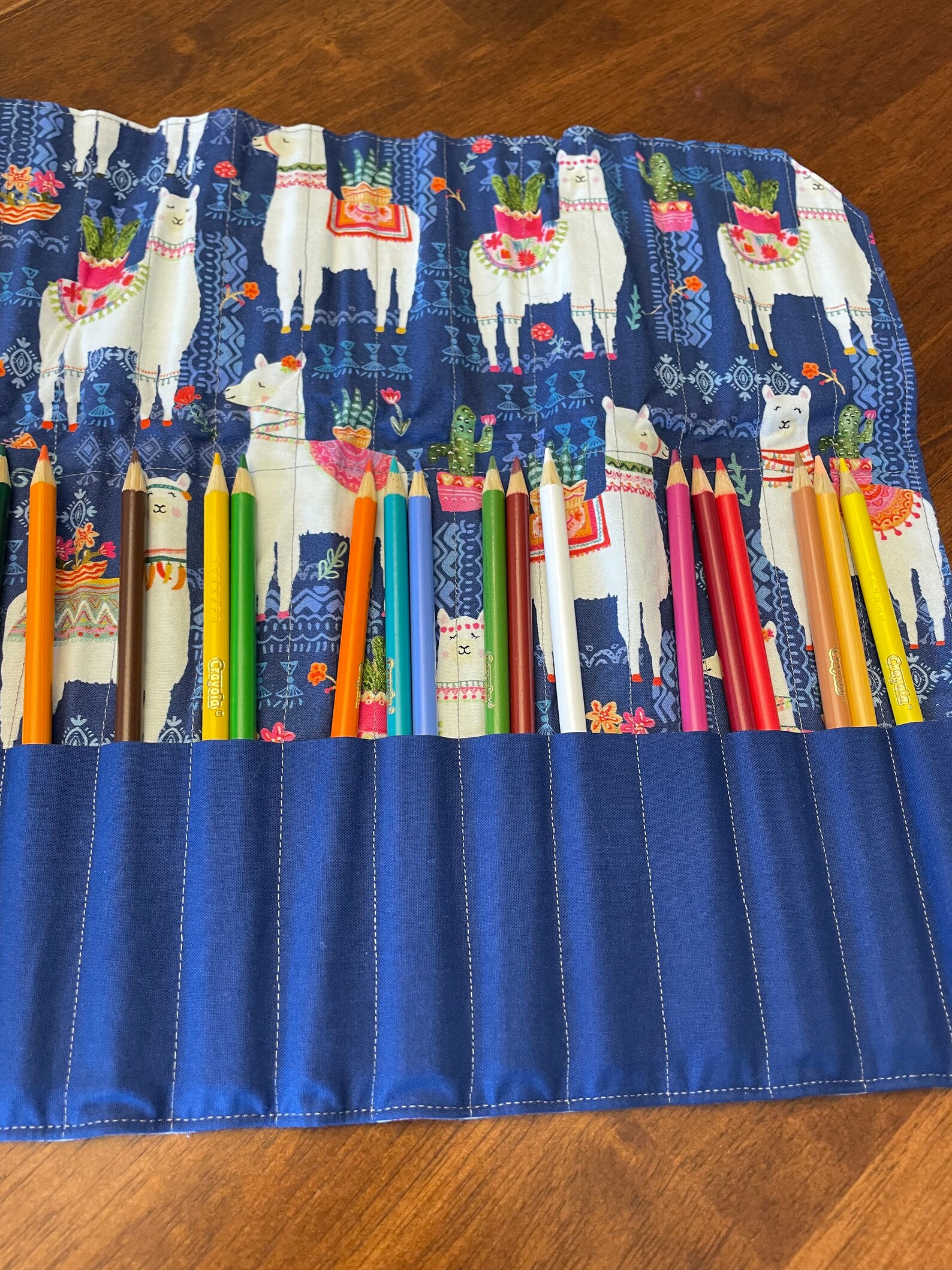 Handmade Fabric Colored Pencil Roll Organizer Holder Cotton Etsy