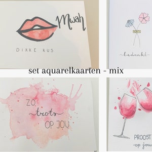 Set aquarelkaarten (4) - mix