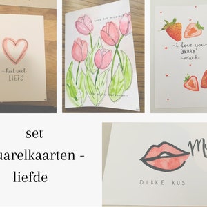 Set aquarelkaarten (4) - liefde
